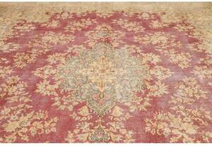 Tappeto Vintage Medaglione Floreale Rosso Scuro Beige 296x415 Cm