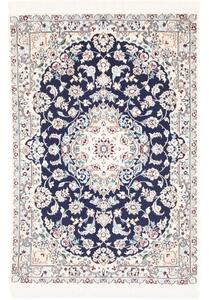 Tappeto Nain 6la Medaglione Floreale Blu Notte Avorio 76x115 Cm