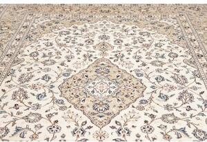 Tappeto Kashan Medaglione Floreale Avorio Blu Scuro 243x345 Cm