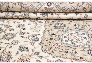 Tappeto Kashan Medaglione Floreale Avorio Blu Scuro 243x345 Cm