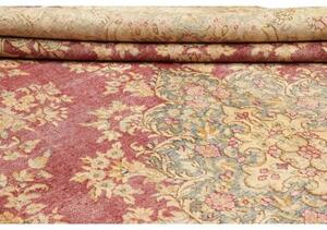 Tappeto Vintage Medaglione Floreale Rosso Scuro Beige 296x415 Cm