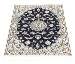 Tappeto Nain 6la Medaglione Floreale Blu Notte Avorio 80x108 Cm