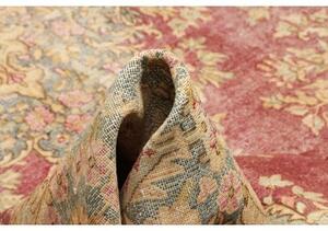 Tappeto Vintage Medaglione Floreale Rosso Scuro Beige 296x415 Cm