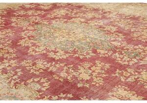 Tappeto Vintage Medaglione Floreale Rosso Scuro Beige 296x415 Cm