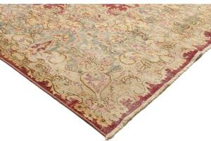 Tappeto Vintage Medaglione Floreale Rosso Scuro Beige 296x415 Cm