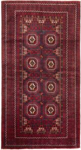 Tappeto Baluch Geometrico Rosso Scuro Blu Scuro 107x202 Cm