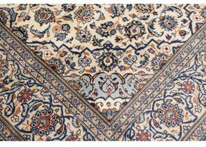 Tappeto Kashan Medaglione Floreale Avorio Blu 202x307 Cm