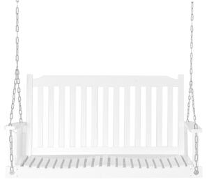 Outsunny Banco Sospeso 2 Posti dim. 117L x 69l x 60H m Seduta Alto Schienale a Doghe Catene Sospensione incluse Legno Abete trattato Verniciato Bianco