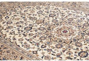 Tappeto Kashan Medaglione Floreale Beige Blu 198x306 Cm