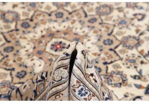 Tappeto Kashan Medaglione Floreale Beige Blu 198x306 Cm