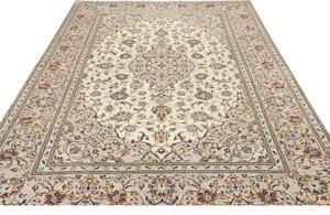 Tappeto Kashan Medaglione Floreale Avorio Blu Scuro 190x298 Cm