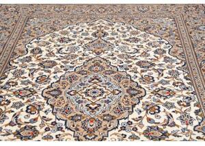 Tappeto Kashan Medaglione Floreale Avorio Blu Cobalto 198x305 Cm