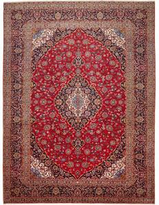 Tappeto Ardakan Medaglione Floreale Rosso Blu Scuro 300x404 Cm