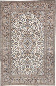 Tappeto Kashan Medaglione Floreale Avorio Blu Cobalto 198x305 Cm