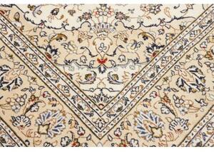 Tappeto Kashan Medaglione Floreale Avorio Blu 195x305 Cm