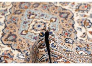 Tappeto Kashan Medaglione Floreale Avorio Blu Cobalto 198x305 Cm