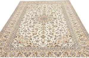 Tappeto Kashan Medaglione Floreale Avorio Blu 195x305 Cm