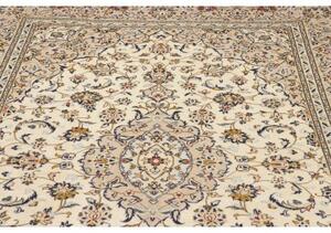Tappeto Kashan Medaglione Floreale Avorio Blu Scuro 190x298 Cm