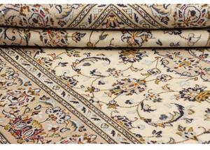 Tappeto Kashan Medaglione Floreale Avorio Blu Scuro 190x298 Cm