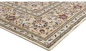 Tappeto Kashan Medaglione Floreale Avorio Blu Scuro 190x298 Cm