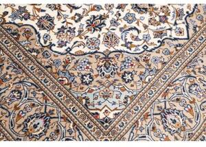 Tappeto Kashan Medaglione Floreale Avorio Blu Cobalto 198x305 Cm