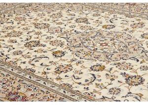 Tappeto Kashan Medaglione Floreale Avorio Blu Scuro 190x298 Cm
