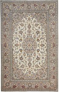 Tappeto Kashan Medaglione Floreale Avorio Blu Scuro 190x298 Cm