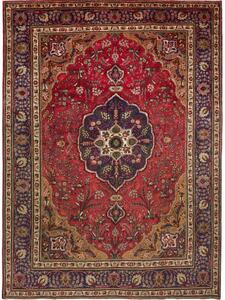 Tappeto Tabriz Medaglione Floreale Rosso Blu Scuro 250x342 Cm