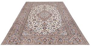 Tappeto Kashan Medaglione Floreale Avorio Blu Cobalto 198x305 Cm