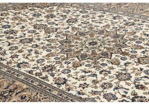 Tappeto Kashan Medaglione Floreale Avorio Blu 197x300 Cm