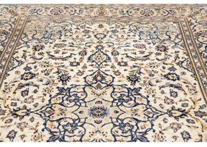 Tappeto Kashan Medaglione Floreale Avorio Blu 193x308 Cm