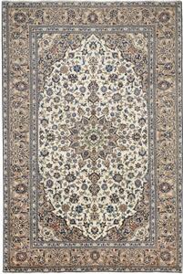 Tappeto Kashan Medaglione Floreale Avorio Blu 197x300 Cm