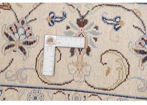 Tappeto Kashan Medaglione Floreale Avorio Blu 193x308 Cm