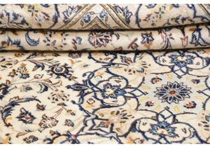 Tappeto Kashan Medaglione Floreale Avorio Blu 193x308 Cm