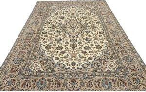 Tappeto Kashan Medaglione Floreale Avorio Blu 193x310 Cm