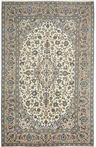 Tappeto Kashan Medaglione Floreale Avorio Blu 193x310 Cm