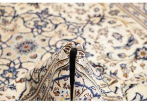 Tappeto Kashan Medaglione Floreale Avorio Blu 193x308 Cm