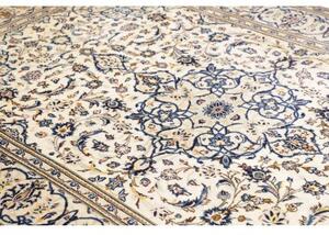 Tappeto Kashan Medaglione Floreale Avorio Blu 193x308 Cm