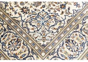 Tappeto Kashan Medaglione Floreale Avorio Blu 193x308 Cm