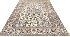 Tappeto Kashan Medaglione Floreale Avorio Blu 193x308 Cm