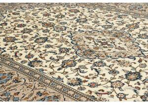 Tappeto Kashan Medaglione Floreale Avorio Blu 193x310 Cm