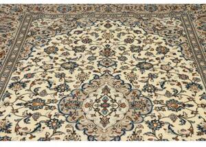 Tappeto Kashan Medaglione Floreale Avorio Blu 193x310 Cm