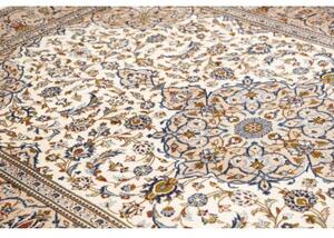 Tappeto Kashan Medaglione Floreale Avorio Blu 192x285 Cm