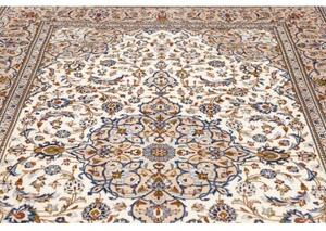 Tappeto Kashan Medaglione Floreale Avorio Blu 192x285 Cm