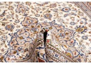 Tappeto Kashan Medaglione Floreale Avorio Blu 192x285 Cm