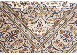 Tappeto Kashan Medaglione Floreale Avorio Blu 192x285 Cm