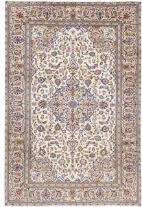 Tappeto Kashan Medaglione Floreale Avorio Blu 192x285 Cm