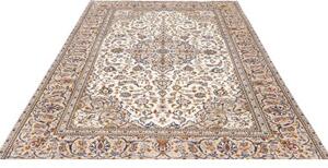Tappeto Kashan Medaglione Floreale Avorio Blu 192x285 Cm