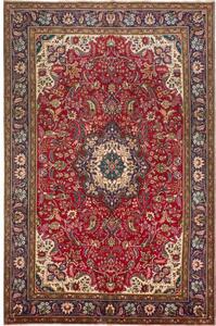 Tappeto Tabriz Medaglione Floreale Rosso Blu 200x303 Cm