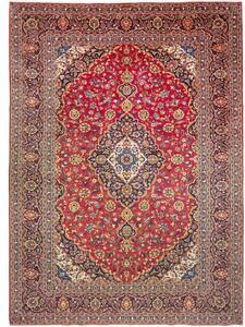 Tappeto Ardakan Medaglione Floreale Rosso Blu Scuro 292x402 Cm